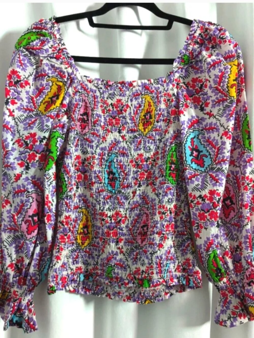 RHODE Alicia Floral Paisley Puff Sleeve Top Blouse Shirt Cotton Size Small NWT